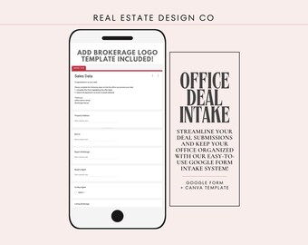 Real Estate Office Deal Submission Google Form plus Canva Template Header, Sales Data Sheet