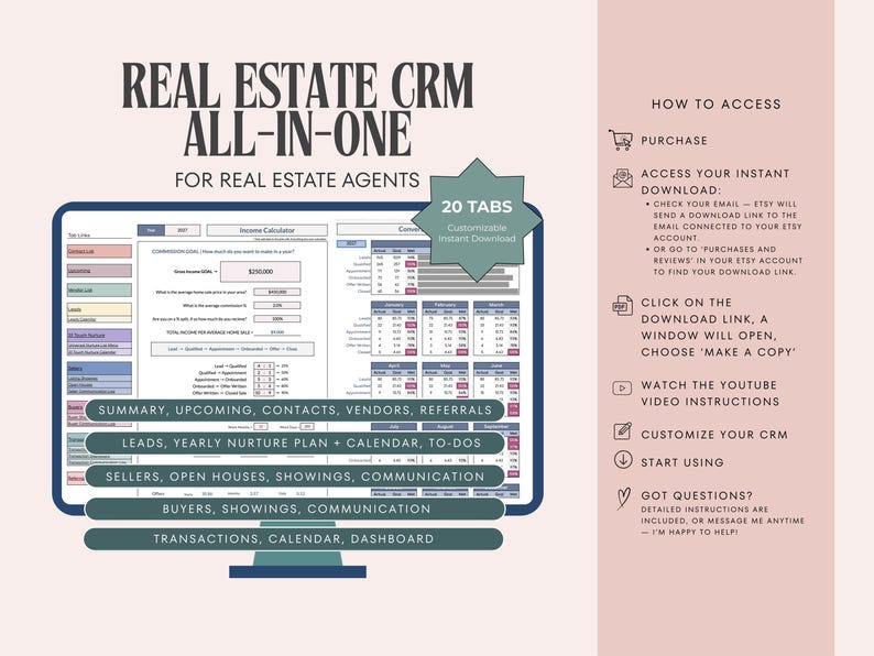 Real Estate CRM All-In-One | Google Sheets, Client List, Leads Tracker, Follow-up System, Buyer & Seller Onboarding, Transactions image 17