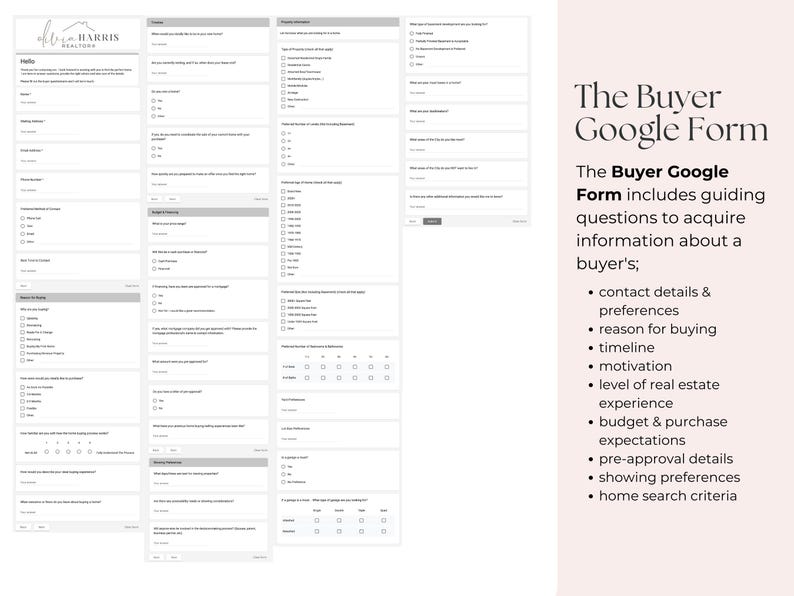 Buyer and Seller Intake Questionnaire, Real Estate Google Form Plus Canva Template, Agent Marketing Client Onboarding image 4