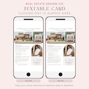 Buyer & Seller Closing is Almost Here Text Message Canva Template Digital Card Agent Marketing Next Steps Client Agent Tools Checklist