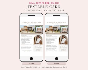 Buyer & Seller Closing is Almost Here Text Message Canva Template Digital Card Agent Marketing Next Steps Client Agent Tools Checklist