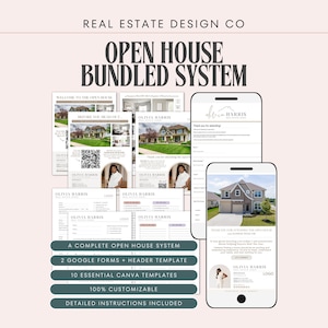 Real Estate Open House System | Sign-In & Feedback Google Forms, Canva Templates, Listing Marketing Flyer