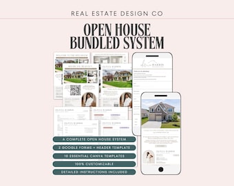 Real Estate Open House System | Sign-In & Feedback Google Forms, Canva Templates, Listing Marketing Flyer