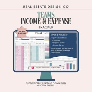 Real Estate Teams Income and Expense Tracker | Google Sheets Template