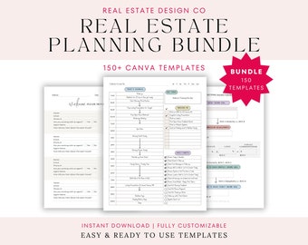 Ultimate Real Estate Business Planner Bundle, Canva Template, Goal Setting, Lead Tracking, Client List, Income, Expense, Social Media, Tasks