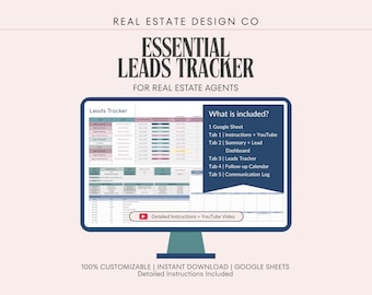 Immo-Lead-Tracker: Google Sheets, PIeline, Dashboard, Kommunikations-Tracker, Follow-Up Kalender (Digitaler Download)