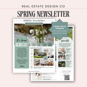 春の不動産ニュースレター | マーケティングCanvaテンプレート、メール、印刷、テキスト、ソーシャルメディアでの共有