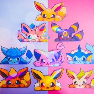 Pegatinas de eeveelution para mirones, pegatinas de eeveelution para mirones, Sylveon, Vaporeon, Jolteon, Flareon, Espeon, Umbreon, leafeon, glaceon