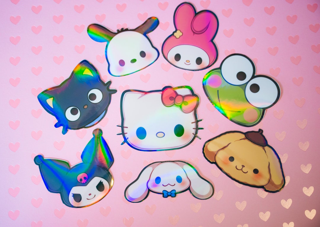Kawaii Stickers, Kawaii Vinyl Stickers, Kawaii Holographic Stickers, Kawaii Stationery, Kawaii