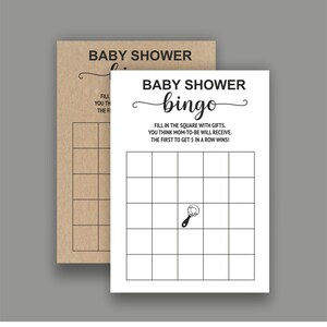 Juego de bingo Kraft Baby Shower, tarjetas de bingo para bebés imprimibles, bingo de baby shower, juego de bingo rústico para bebés Kraft, descarga instantánea digital BS05