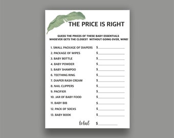 The Price is Right Baby Shower Game Instant Download, Guess the Price Game, Greenery Baby Shower Game, Digital Instant Download BS10