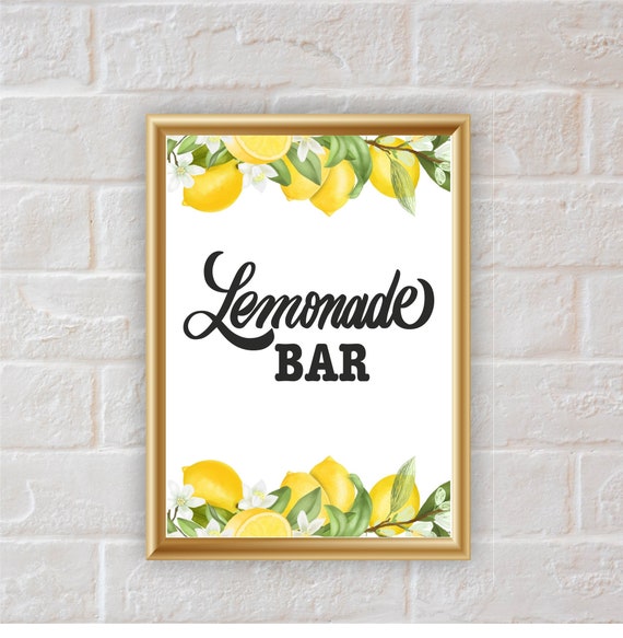 Lemonade Bar Sign Printable Lemon Baby Shower Sign Digital | Etsy
