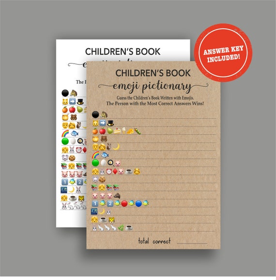 Children s Book Emoji Pictionary Printable Children s Book Emoji Game Cards Baby Shower Emoji Pictionary Game Kraft Baby Shower Game Etsy Canada