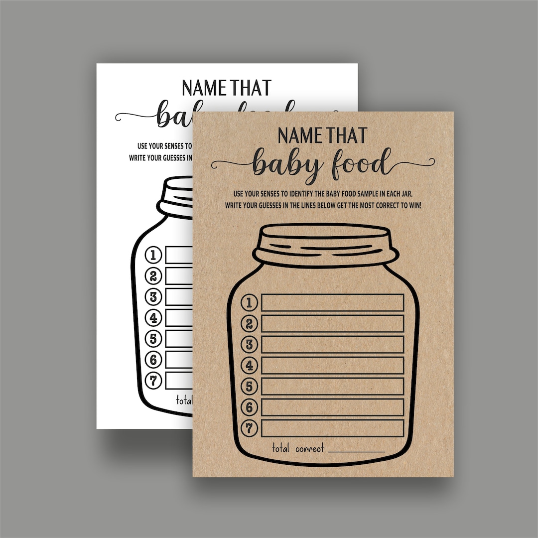 Name the Baby Food Baby Game Printable, Guess the Baby Food, Baby ...