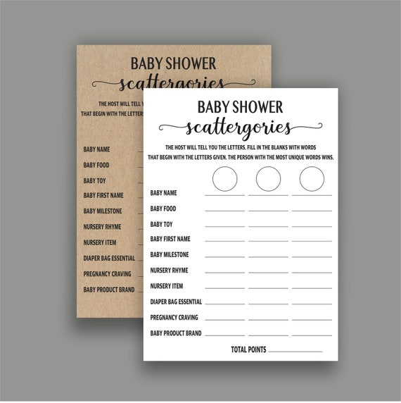 Scattergories Baby Shower Game Gender Neutral Baby Shower Game Baby Scattergories Game Kraft Rustic Printable Games Instant Download BS05 Etsy Canada