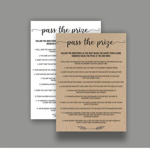 Pass the Prize Baby Shower, Rhyme Baby Shower Game, Digital Baby Game, Kraft Rustic Baby Shower Game, Instant Download, Printable BS05