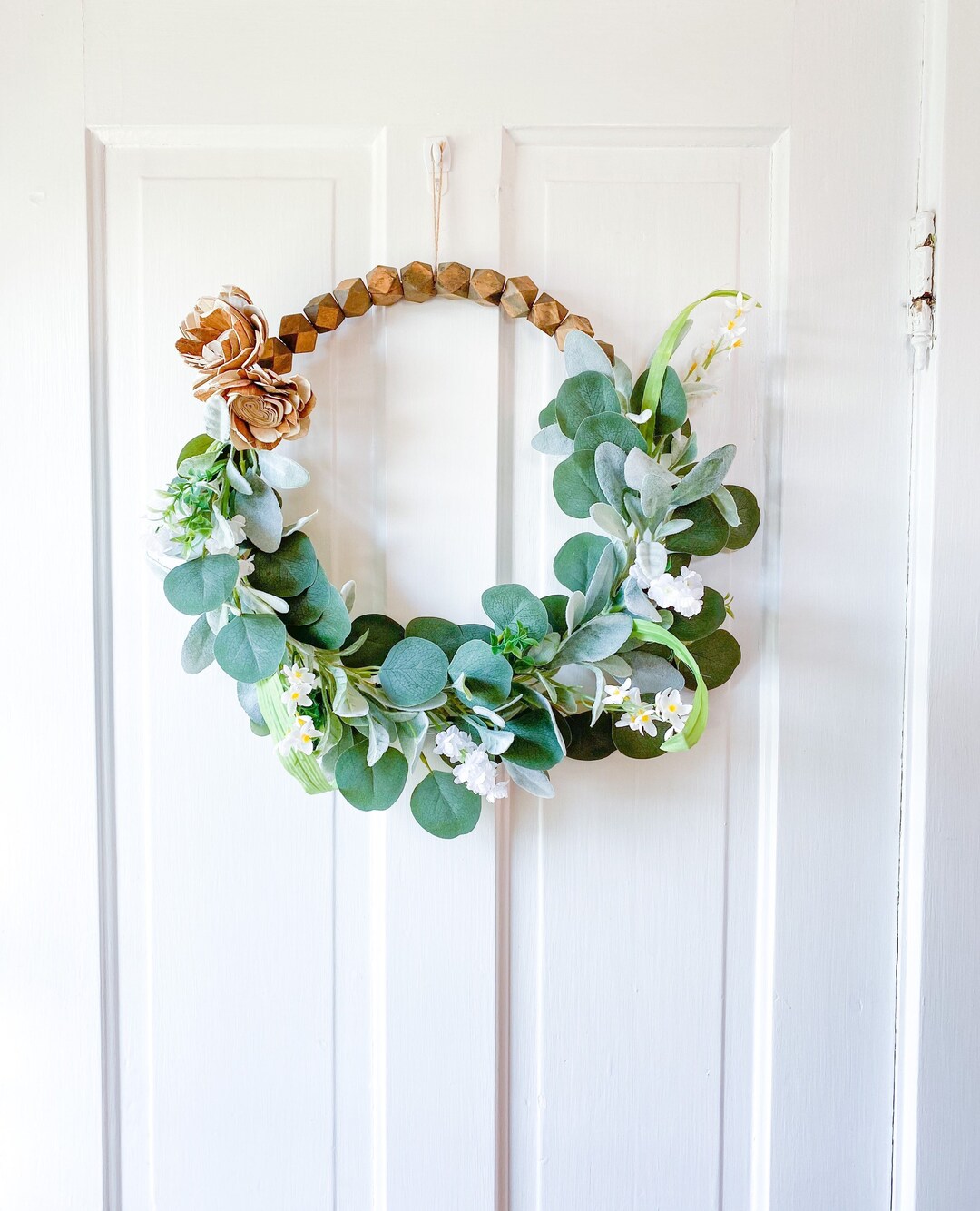 Sola Wood Flower Wreath Modern Front Door Decor Farmhouse Etsy