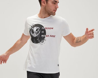 Freedom Mens TShirt- tshirts for men- Screen Print T-Shirt - Crew Neck- Cotton t shirt- Gift for Men- Husband Gifts- Short Sleeve- man shirt