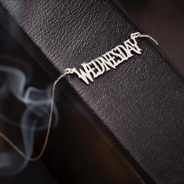 Wednesday Addams font name necklace , Wednesday name necklace , custom Wednesday series necklace , Addams family necklace ,Nevermore Academy