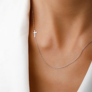 Sideways Cross Necklace, Minimalist Cross Necklace ,Dainty Gold Cross Necklace ,Cross Necklace for women , Sideways Cross GOLD,Cross jewelry silver