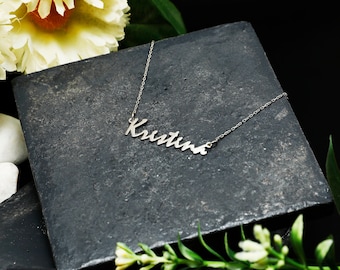 Silver Name Necklace Custom- Custom Name Jewelry- Name plate necklace- Sterling Silver Necklace- Gift for Women- Anniversary