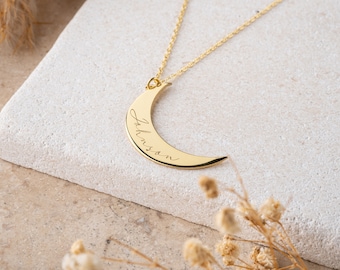Crescent moon necklace , personalized crescent necklace , silver moon necklace with name ,crescent moon necklace gold ,Custom Name Necklace