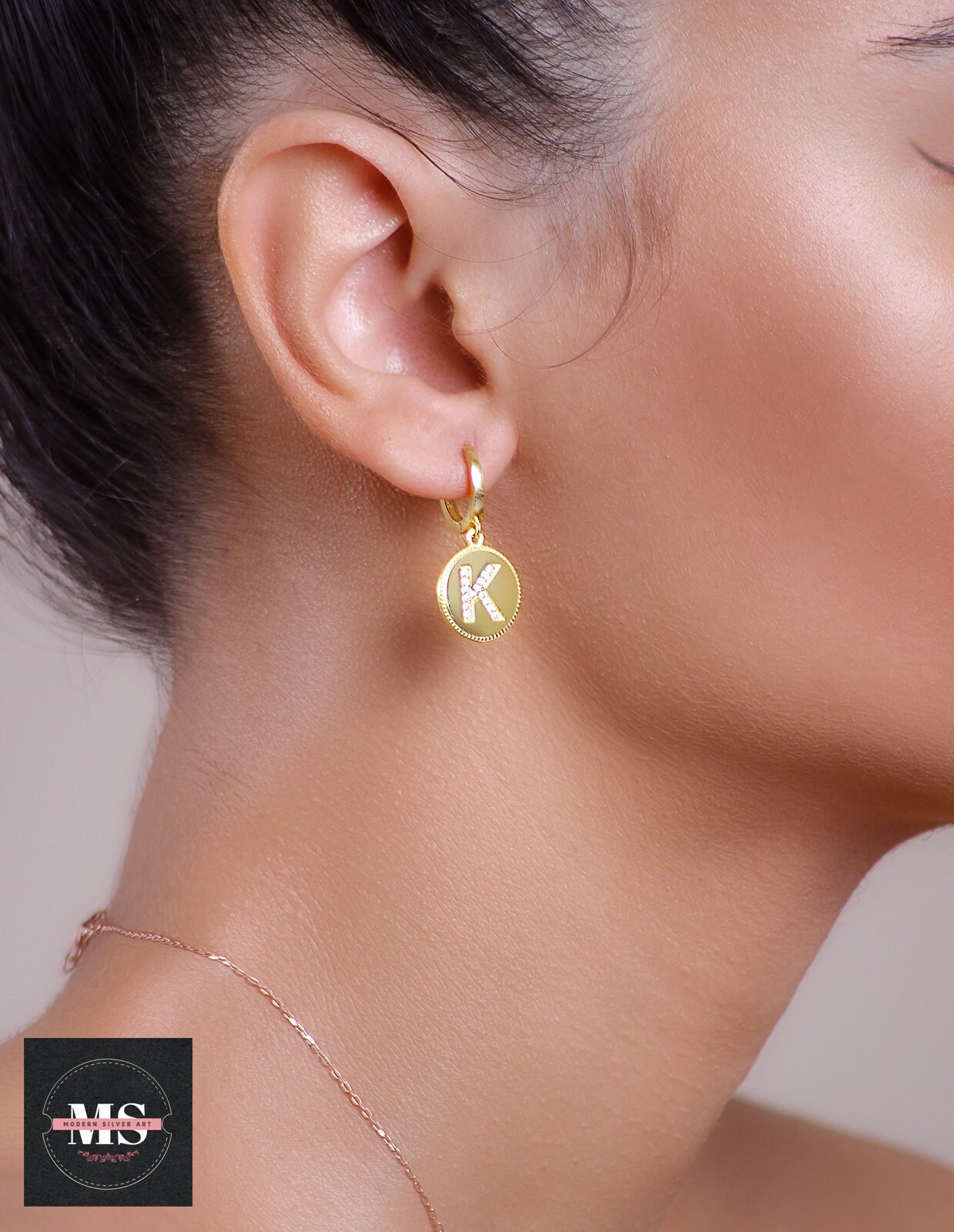 Initial huggie earrings discount