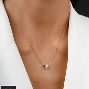 Silver Heart Necklace - Tiny Heart Necklace - Collar necklace - dainty opal necklace, Celestial jewelry, gold necklace, dainty necklace