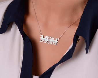 Mom necklace-Personalized necklace- Silver necklace -Gift for mom -Mother's Day gift- mom necklace with kids names -Mom necklace with kids