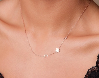 Personalized Paw Initial Necklace - Sterling Silver Pet Memorial