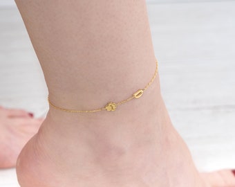 Custom Paw anklet, Paw anklet, Custom Paw Initial anklet, Personalized anklet, Pet Memorial Anklet, Gold Dog Paw Anklet,Christmas Gift