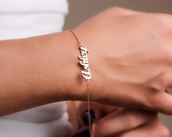 Name Bracelet, Personalized Bracelet,Gold Name Bracelet, Custom Name Bracelet, Sterling Silver Name Bracelet, Christmas gift, Gift for Women