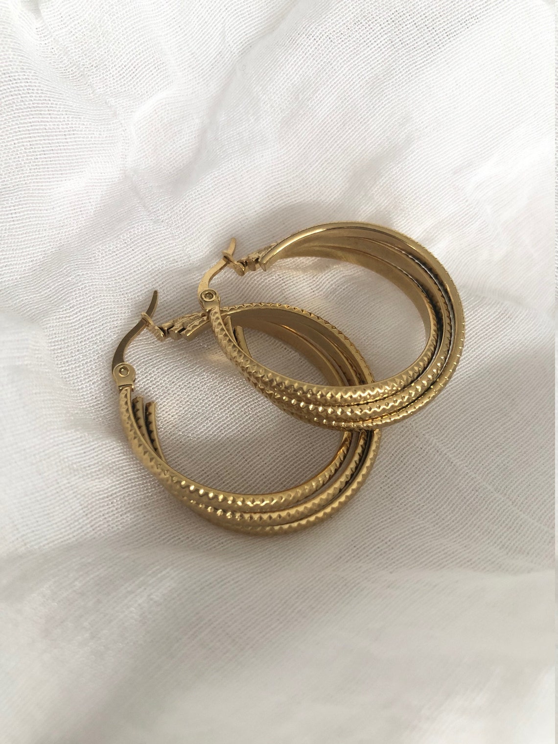 18k Gold Tarnish Resistant Stainless Steel Gold Hoops Gold