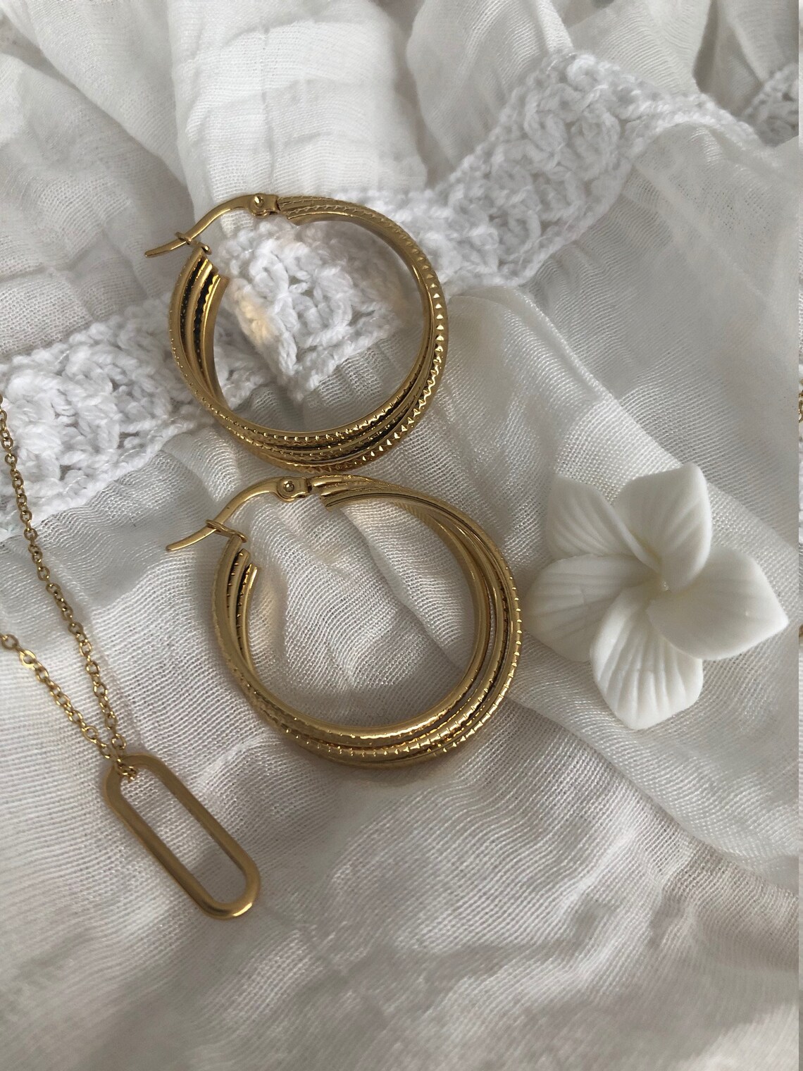 18k Gold Tarnish Resistant Stainless Steel Gold Hoops Gold