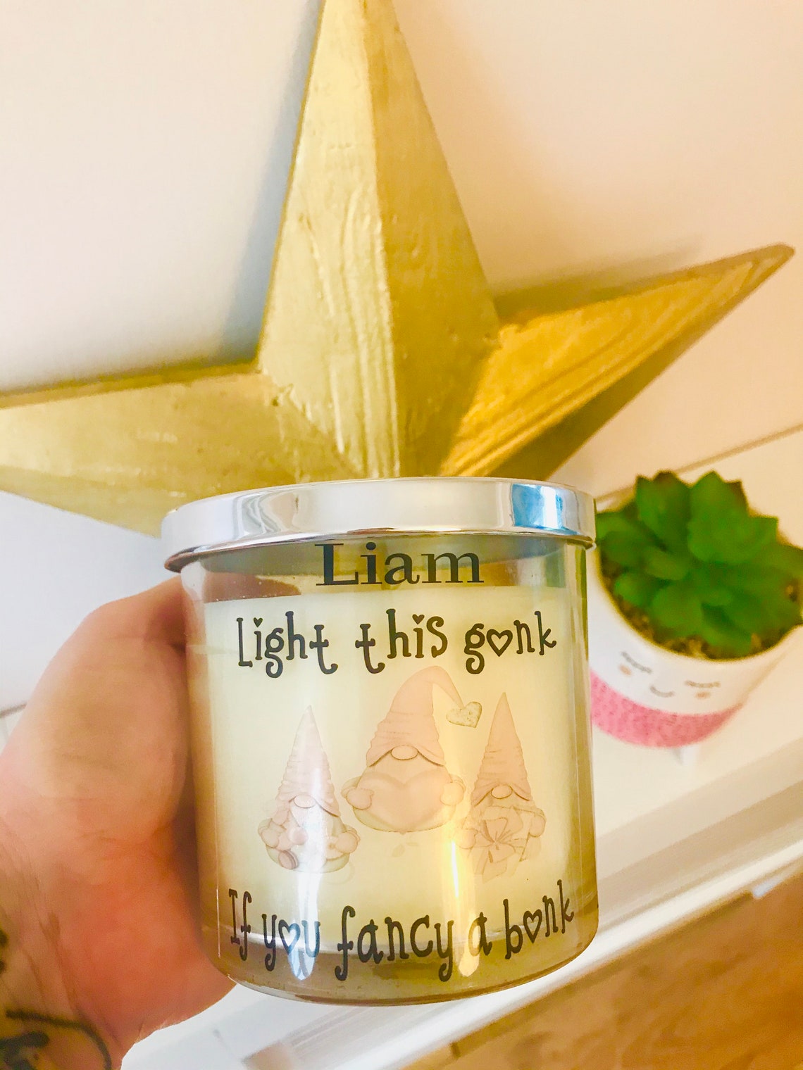 Personalised Humorous Valentines Rude Gonk Candle Etsy
