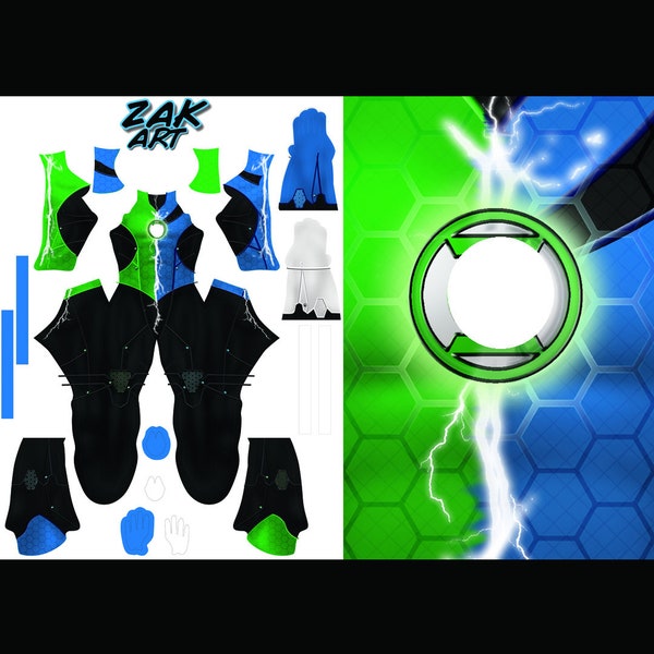 Blue/Green Lantern Hal Jordan Digital Pattern