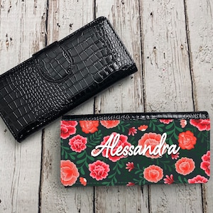 Women Wallet Flowers. Custom Women Wallet. Personalized Wallet. Gift Wallet. Leather Wallet. Custom With Your Name. Flowers Wallet.