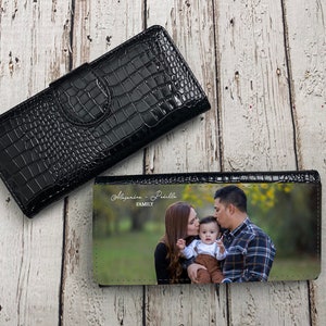 Foto de cartera de mujer personalizada. Cartera personalizada. Cartera de regalo. Billetera. Billetera de cuero. Personalizado con tu nombre y foto. Envíame un mensaje para más detalles