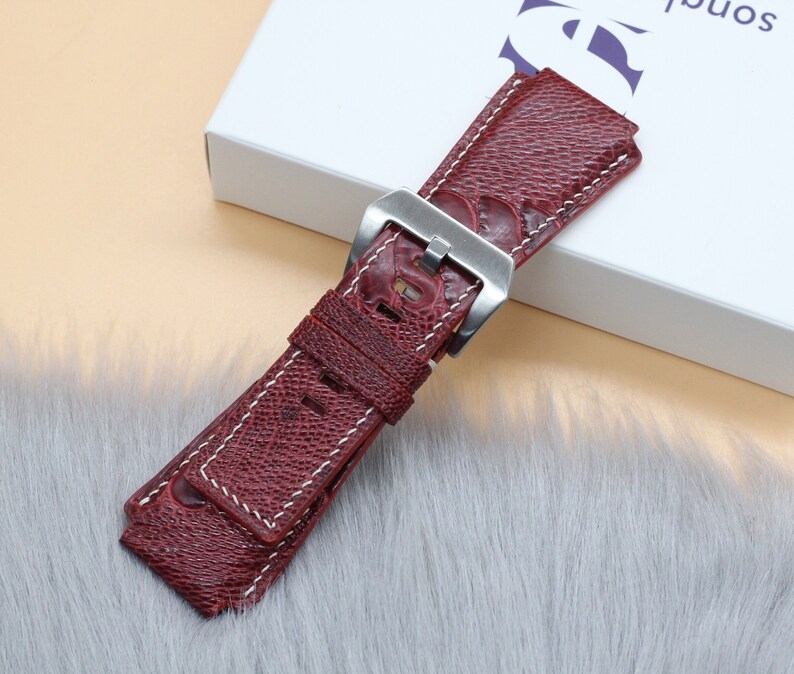 Red Genuine Ostrich Leather Watch Strap Band Etsy