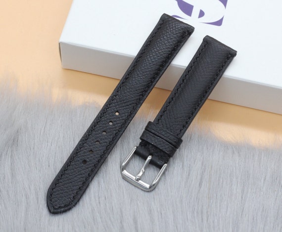 Black Genuine Epsom Leather Watch Strap Band Quick Release For