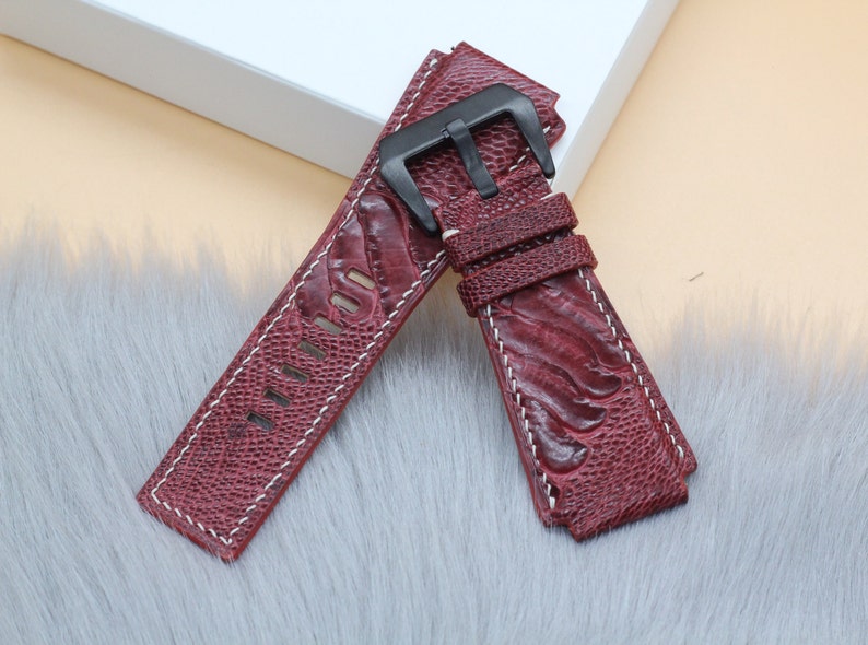 Red Genuine Ostrich Leather Watch Strap Band Etsy