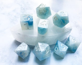 Glaciar / Hecho a mano / Juego de dados de borde afilado / Dungeons & Dragons / DND DICE
