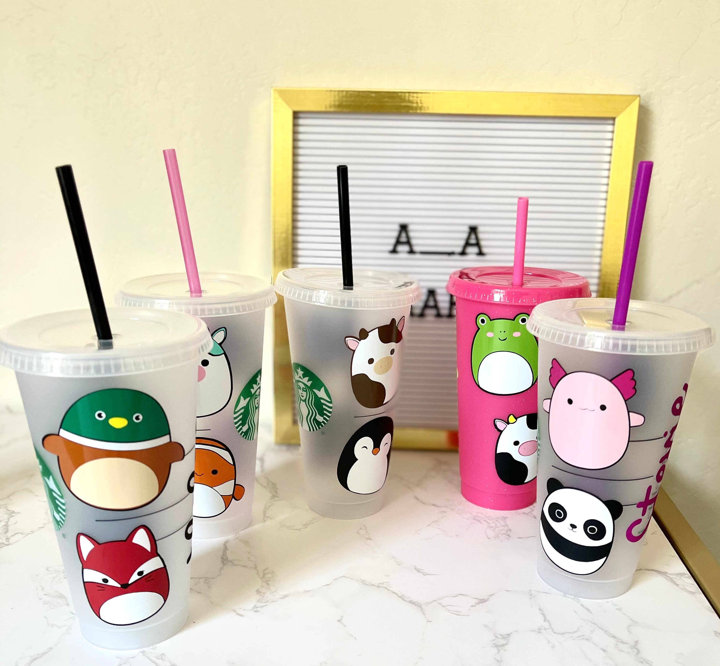 Straw topper, dust cover, Stanley Tumbler, Starbucks cups. Squishmallow.  Cow in 2023