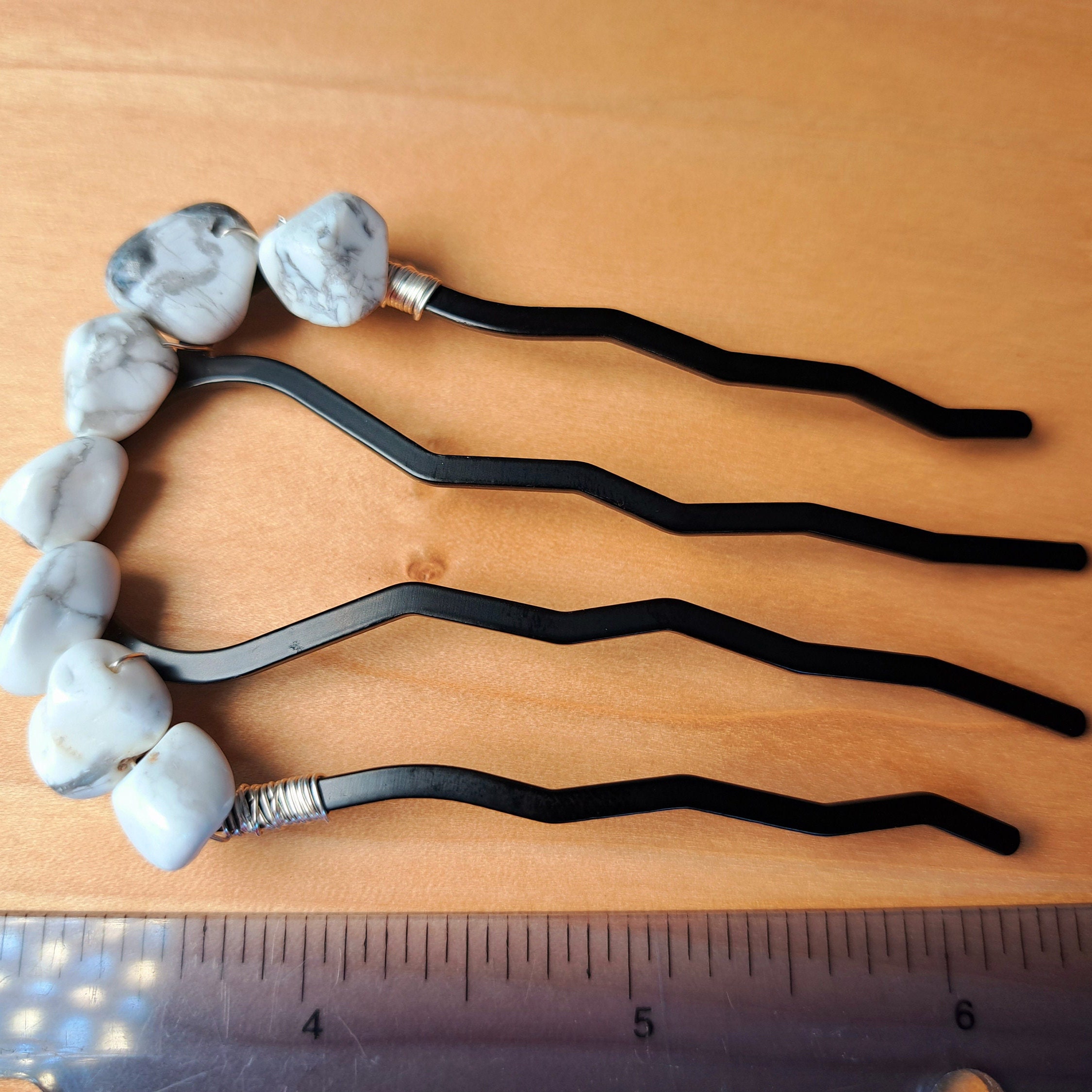 NEW! Howlite Hair Fork Howlite Hair Fork in Bronze With Natural Stone Sphere - Your  main image 3