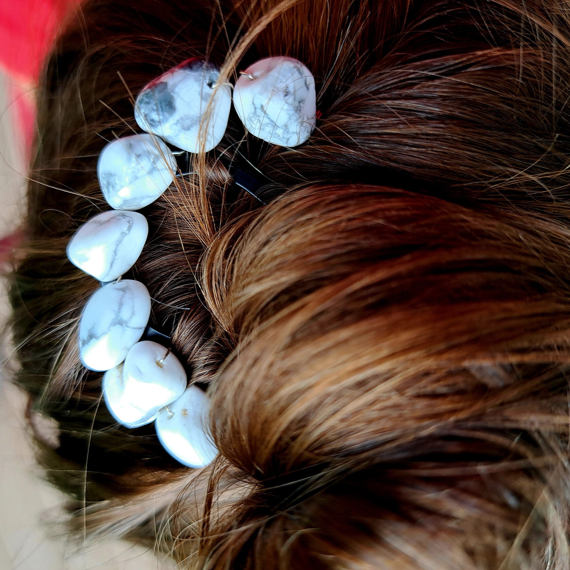 Howlite Hair Fork/gemstone Hair Stick/4 Prong Crystal Hair  display picture 3