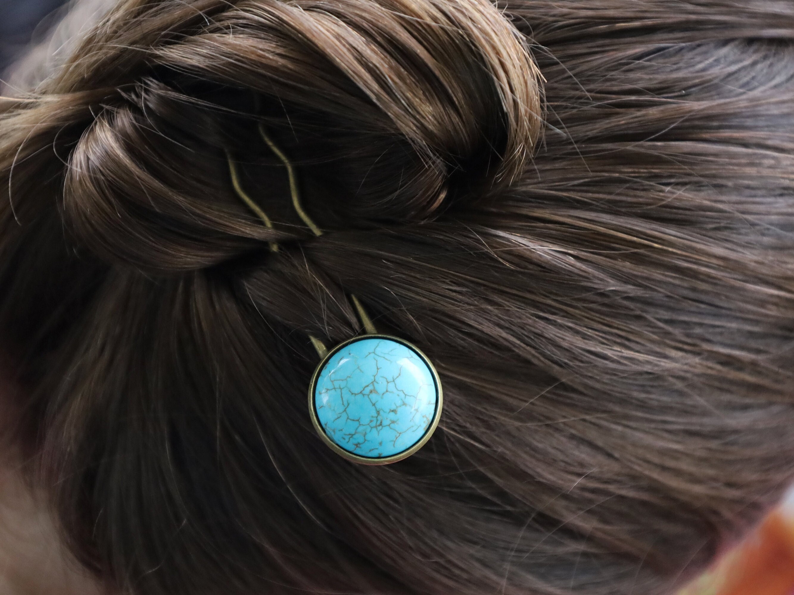 NEW! Howlite Hair Fork Howlite Hair Fork in Bronze With Natural Stone Sphere - Your  main image 2