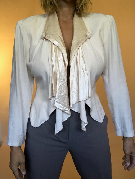 Long Sleeve Ruffled Silk Jacket