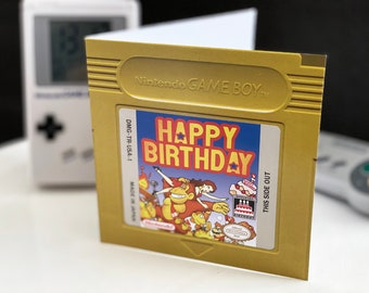 Retro Gaming Birthday Card - Donkey Kong Gameboy Cartridge Design