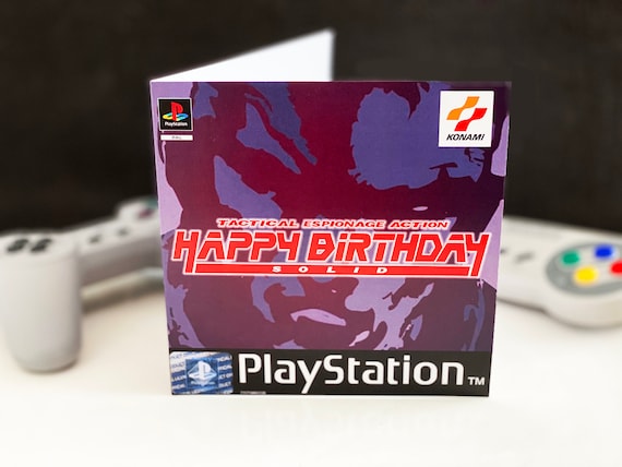 Retro Gaming Birthday Card - Metal Gear Solid - PlayStation Design