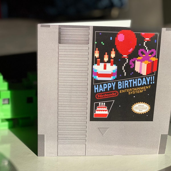 Retro Gaming Birthday Card - Nintendo NES Cartridge Design